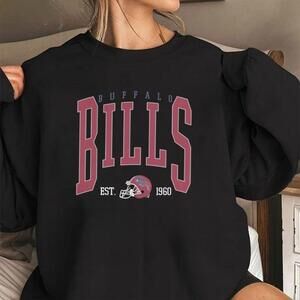 Buffalo Football Crewneck Black Sweater, Buffalo Bill Sweater